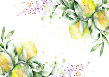 Bright Watercolor Invitation Template, Verbena Lemons