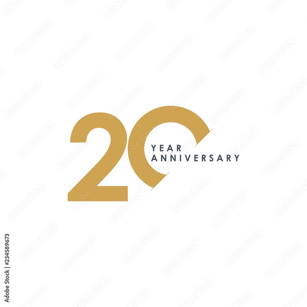20 Year Anniversary Vector Template Design Illustration - obrazy, fototapety, plakaty 