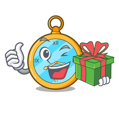 Sticker - With gift antique watch isolated on a character