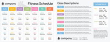 Daily And Weekly Schedule For Classes At A Fitness Club Gym / Setup For A Double-Sided Letter Size Paper At 8.5 X 11"