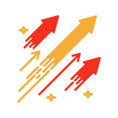 Wall Mural - Arrows shooting to the stars. Vector icon illustration. Concept for financial, personal and creative growth