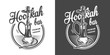 Vintage monochrome hookah lounge label