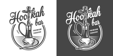 Sticker - Vintage monochrome hookah lounge label