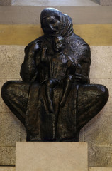 Virgin Mary with baby Jesus sculpture by Ivan Mestrovic, church of St. Mark in Zagreb, Croatia 