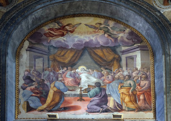 Death of Virgin Mary, altarpiece in Mantua Cathedral dedicated to Saint Peter, Mantua, Italy 