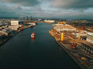 Wall Mural - iconic river tees showing area around the transporter bridge and teesside industry