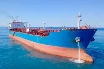 Wall Mural - Aerial image of a large crude oil tanker at sea.