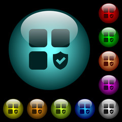 Canvas Print - Protected component icons in color illuminated glass buttons