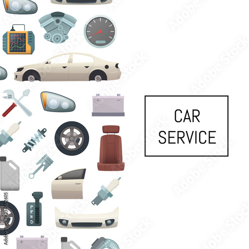 Vector Car Parts Background Illustration With Text Poster