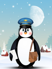 Sticker - illustration of penguin postman