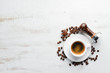 © Yaruniv-Studio - Espresso coffee On a wooden background. Top view. Free copy space.