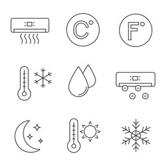 Sticker - Air conditioning linear icons set