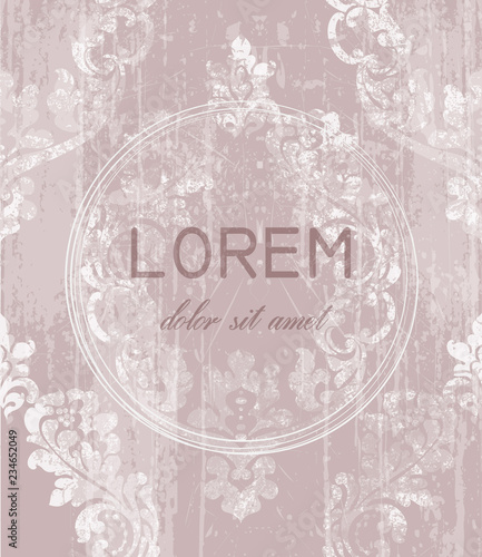 Baroque ornamented card Vector. Victorian Royal texture. Flower decorative de...