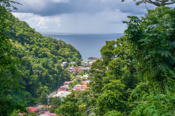 Wall Mural - Village de Grand rivière et la mer martinique