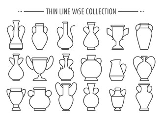 Wall Mural - thin line vases. linear vase modern and vintage vector icons collection