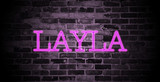 Fototapeta Młodzieżowe - first name Layla in pink neon on brick wall