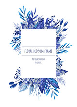 The Blue Floral Frame For Invitation Cards And Graphics.