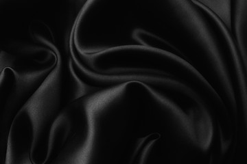 Wall Mural - Black satin silk, elegant fabric for backgrounds