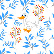 vector pattern with leafs and duck