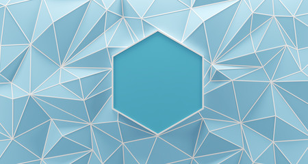 Wall Mural - blue low poly background with white edges. 3d rendering.
