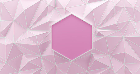 Wall Mural - pink low poly background with white edges. 3d rendering.