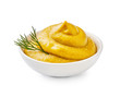 Yellow mustard with green dill isolated.