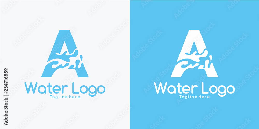 combination letter A and Water logo design concept Stock Vector | Adobe ...