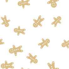 Gingerbread Man Pattern Background Cover Creative Design. 100 Percent Seamless. Wallpaper, Web Design, Textile, Printing Usage.