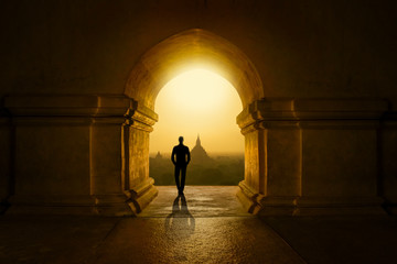 Wall Mural - Meditation in buddhist temple