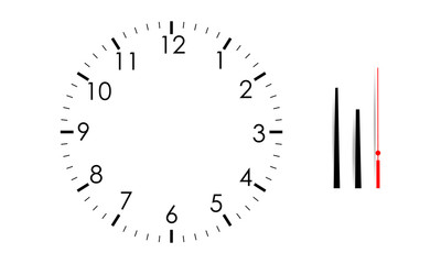 blank clock face mock up with hour, minute and second hands, isolated on white background. vector il