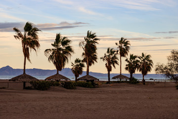 Beach in Loreto, Mexico at sunset.