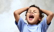 little boy shouting stock photo