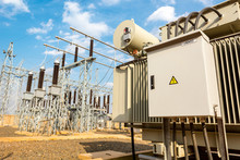 Power Utility Box On A Power Transformer In Substation Switchyard.