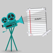 © artshotphoto - Vintage professional camera for movies and a script page