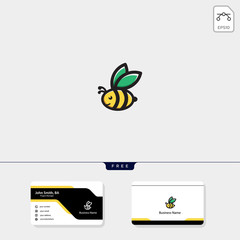 Poster - light, bee, flying bee logo template vector illustration, free business card design