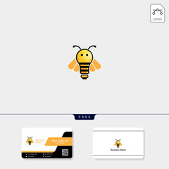 Poster - light, bee, flying bee logo template vector illustration, free business card design