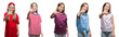 © Krakenimages.com - Collage of young beautiful little girl kid over isolated background doing happy thumbs up gesture with hand. Approving expression looking at the camera with showing success.