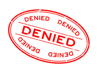 Sticker - Grunge red denied word oval rubber seal stamp on white background