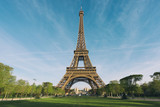 Fototapeta Paryż - Sunrise in Eiffel Tower in Paris, France. Eiffel Tower is famous place in Paris, France.