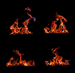 Wall Mural - Fire flames collection in black