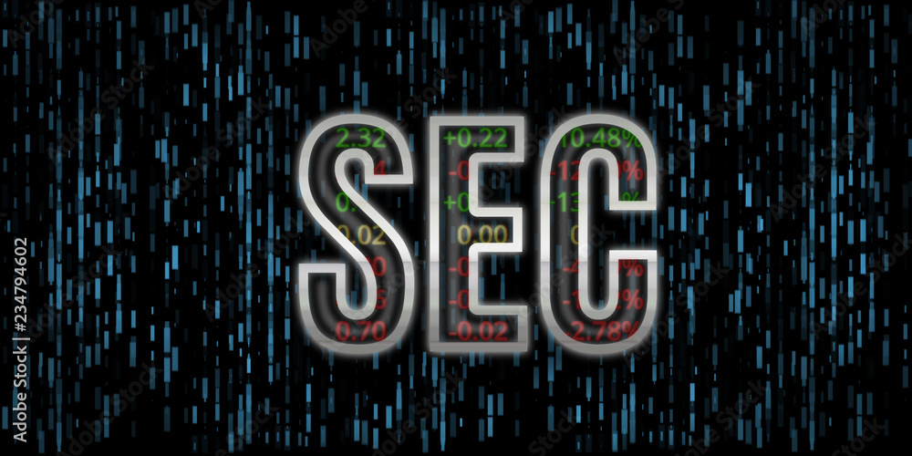 Sec Lettering Security Exchange Committee text illustration. SEC letter metallic edge ...