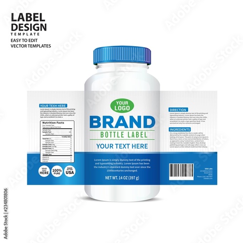 Bottle label, Package template design, Label design, mock up design