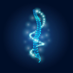 human spine with the dna light in science fiction theme