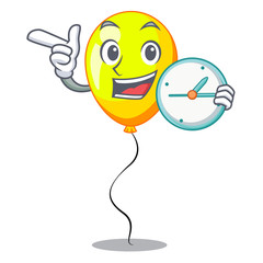 Sticker - With clock yellow balloon air in flying cartoon