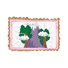 Sticker - landscape with snow mountain square frame