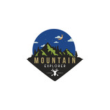 Fototapeta Las - Night Mountain Explorer Adventure Logo, Sign, Icon Badge Vector Template Design