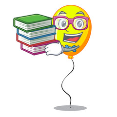 Canvas Print - Student with book Yellow balloon isolated on for mascot