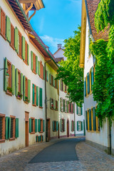 Wall Mural - a narrow street in the old town of Basel, Switzerland