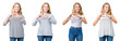 © Krakenimages.com - Collage of beautiful blonde woman over white isolated background smiling in love showing heart symbol and shape with hands. Romantic concept.