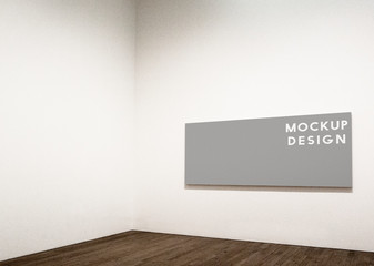 Rectangular frame mockup design on a white wall